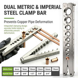45° Eccentric Manual Copper Tube Expander Tool with Metric and Imperial Steel Clamp Plate for HVAC Refrigeration Condenser Piping Water Plumbing Installation and DIY Copper Pipe Projects (Silver, S)