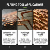45° Eccentric Manual Copper Tube Expander Tool with Metric and Imperial Steel Clamp Plate for HVAC Refrigeration Condenser Piping Water Plumbing Installation and DIY Copper Pipe Projects (Silver, S)