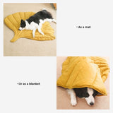 Cozy Leaf-Shaped Pet Mat for Dogs and Cats – Multi-Use Plush Sleeping Pad, Warm Blanket, and Crate Cover for All Seasons, Soft Pillowy Cushion Perfect for Resting, Napping, or Snuggling Anytime (Yellow)