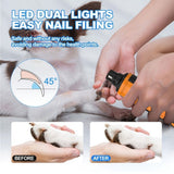 Cordless Electric Pet Nail Grinder with Adjustable 5-Speed Control, Ultra-Quiet Motor, LCD Display, and Dual LED Lights – Safe, Smooth Grooming for Dogs and Cats of All Sizes (2 Diamond Grinding Heads)