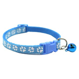 Adjustable Breakaway Cat Collar with Bell for Small Dogs and Kittens, Paw Print Design Safety Buckle, Soft Nylon Pet Collar for Indoor and Outdoor Use (Red)