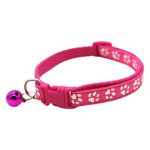 Adjustable Breakaway Cat Collar with Bell for Small Dogs and Kittens, Paw Print Design Safety Buckle, Soft Nylon Pet Collar for Indoor and Outdoor Use (Rose) In Australia - Darrahopens