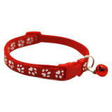 Adjustable Breakaway Cat Collar with Bell for Small Dogs and Kittens, Paw Print Design Safety Buckle, Soft Nylon Pet Collar for Indoor and Outdoor Use (Rose)