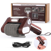 Cordless Electric Grill Cleaning Brush with Rotating Stainless Steel Roller Head, LED Light, 4000mAh Battery and Dishwasher-Safe Detachable Design for BBQ Grill and Griddle Cleanup (Brown)
