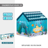 Kids Play Tent Theme House for Indoor Outdoor Fun, Space Princess Ocean Design with Ball Pit, Perfect for Toddlers and Family Camping Adventures as a Creative Holiday Gift (Space1, Blue)
