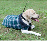 Reversible Winter Dog Coat with Plaid and Quilted Sides, Warm Cotton-Filled Vest for Outdoor Walks, Adjustable Velcro Straps for a Secure Fit (L, Beige)