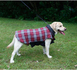 Reversible Winter Dog Coat with Plaid and Quilted Sides, Warm Cotton-Filled Vest for Outdoor Walks, Adjustable Velcro Straps for a Secure Fit (M, Red)