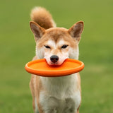 Soft Durable Dog Frisbee for Fetch, Tug, and Water Play – Non-Toxic Rubber Flying Disc with Paw Print Design, Perfect for Outdoor Training, Beach, and Pool Fun with Large, Medium, and Small Breeds (L, Orange)