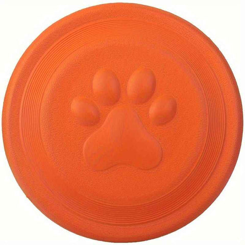 Soft Durable Dog Frisbee for Fetch, Tug, and Water Play – Non-Toxic Rubber Flying Disc with Paw Print Design, Perfect for Outdoor Training, Beach, and Pool Fun with Large, Medium, and Small Breeds (S, Orange) In Australia - Darrahopens