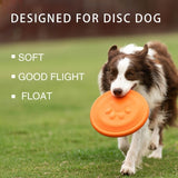Soft Durable Dog Frisbee for Fetch, Tug, and Water Play – Non-Toxic Rubber Flying Disc with Paw Print Design, Perfect for Outdoor Training, Beach, and Pool Fun with Large, Medium, and Small Breeds (S, Orange)