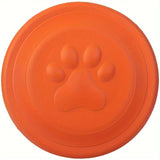 Soft Durable Dog Frisbee for Fetch, Tug, and Water Play – Non-Toxic Rubber Flying Disc with Paw Print Design, Perfect for Outdoor Training, Beach, and Pool Fun with Large, Medium, and Small Breeds (S, Yellow)