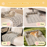 Ultra-Soft Plush Pet Sofa Bed with Bolster Support, Washable Couch Protector Mat for Cats and Small to Medium Dogs, Multi-Scenario Use for Home, Car, or Outdoor (M, Black)