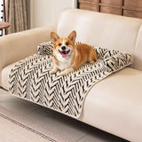 Ultra-Soft Plush Pet Sofa Bed with Bolster Support, Washable Couch Protector Mat for Cats and Small to Medium Dogs, Multi-Scenario Use for Home, Car, or Outdoor (M, Brown)