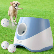Automatic Dog Tennis Ball Launcher for Indoor & Outdoor Play, Adjustable 3-Speed Thrower with 3 Durable Chew Balls, Rechargeable Fetch Machine for Small, Medium, and Large Dogs (Blue) In Australia - Darrahopens