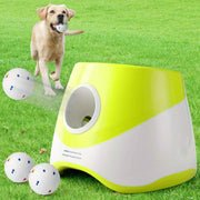 Automatic Dog Tennis Ball Launcher for Indoor & Outdoor Play, Adjustable 3-Speed Thrower with 3 Durable Chew Balls, Rechargeable Fetch Machine for Small, Medium, and Large Dogs (Green) In Australia - Darrahopens