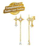 Elegant Four-Pointed Star Moissanite Tassel Earrings with Fine Gold-Plated Finish and Sparkling Drop Details, Perfect for Daily Wear, Dates, and Light Business Occasions (Moissanite, Premium S925)