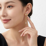 Elegant Four-Pointed Star Moissanite Tassel Earrings with Fine Gold-Plated Finish and Sparkling Drop Details, Perfect for Daily Wear, Dates, and Light Business Occasions (Moissanite, Premium S925)