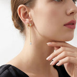Elegant Four-Pointed Star Moissanite Tassel Earrings with Fine Gold-Plated Finish and Sparkling Drop Details, Perfect for Daily Wear, Dates, and Light Business Occasions (Moissanite, Premium S925)