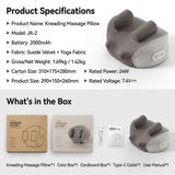Wireless Neck and Shoulder Kneading Massage Pillow with Ergonomic Contour Design for Home Office and Full Body Relaxation (Taupe)