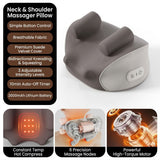 Wireless Neck and Shoulder Kneading Massage Pillow with Ergonomic Contour Design for Home Office and Full Body Relaxation (Taupe)