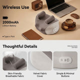 Wireless Neck and Shoulder Kneading Massage Pillow with Ergonomic Contour Design for Home Office and Full Body Relaxation (Taupe)