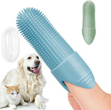Gentle Silicone Finger Toothbrush for Cats and Dogs – Reusable, Soft 360° Bristle Design for Daily Plaque and Tartar Removal, Comfortable Pet Dental Care at Home (Blue)