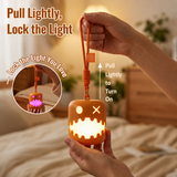 Dual-Expression Halloween Pumpkin Night Light with 7 Modes, Pull-String Control, and Rechargeable Battery – Spooky Festival Decor, Kids' Handheld Prop, and Cozy Bedside Lamp (3PCS)