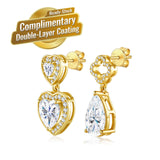 Elegant Asymmetric Moissanite Earrings Set in Dual-Plated 925 Silver with Heart and Four-Leaf Clover Designs, Featuring Eight Hearts and Eight Arrows Cut Stones for Everyday Chic and Special Occasion Wear (Moissanite, Premium S925)