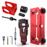 10-Piece Door Hinge and Lock Installation Kit with Adjustable Router Template, Hole Saw, Drill Bits and Driver Bits for Woodworking, Home Improvement and Interior Door Fitting Projects (Red) In Australia - Darrahopens