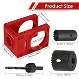 10-Piece Door Hinge and Lock Installation Kit with Adjustable Router Template, Hole Saw, Drill Bits and Driver Bits for Woodworking, Home Improvement and Interior Door Fitting Projects (Red)