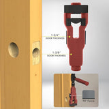 10-Piece Door Hinge and Lock Installation Kit with Adjustable Router Template, Hole Saw, Drill Bits and Driver Bits for Woodworking, Home Improvement and Interior Door Fitting Projects (Red)