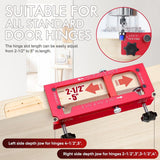 10-Piece Door Hinge and Lock Installation Kit with Adjustable Router Template, Hole Saw, Drill Bits and Driver Bits for Woodworking, Home Improvement and Interior Door Fitting Projects (Red)