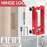 10-Piece Door Hinge and Lock Installation Kit with Adjustable Router Template, Hole Saw, Drill Bits and Driver Bits for Woodworking, Home Improvement and Interior Door Fitting Projects (Red)