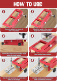 10-Piece Door Hinge and Lock Installation Kit with Adjustable Router Template, Hole Saw, Drill Bits and Driver Bits for Woodworking, Home Improvement and Interior Door Fitting Projects (Red)