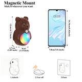 Adorable Cartoon Bear Magnetic Motion Sensor Night Light – Rechargeable LED Wall Lamp with Warm and Rainbow Glow, Cordless Stick-On Lighting for Bedroom, Hallway, Staircase, and Kitchen (Walnut Grain, 2PCS)