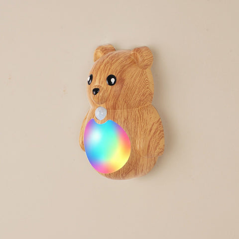 Adorable Cartoon Bear Magnetic Motion Sensor Night Light – Rechargeable LED Wall Lamp with Warm and Rainbow Glow, Cordless Stick-On Lighting for Bedroom, Hallway, Staircase, and Kitchen (Wood Grain, 3PCS) In Australia - Darrahopens