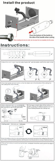 Multifunctional Glass Bottle Cutter with Hand Crank Wheel, Adjustable Stainless Steel Cutting Tool for DIY Crafting, Horizontal and Vertical Cutting of Round and Square Bottles up to 325mm, Ideal for Home Decor Projects (Silver)