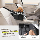 Portable Pet Car Seat for Small Dogs & Cats, Foldable Center Console Pet Bed with Safety Tether, Anti-Slip Bottom, and Removable Cushion for Safe and Comfortable Travel in SUVs, Sedans, and Vans (Beige)