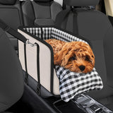 Portable Pet Car Seat for Small Dogs & Cats, Foldable Center Console Pet Bed with Safety Tether, Anti-Slip Bottom, and Removable Cushion for Safe and Comfortable Travel in SUVs, Sedans, and Vans (Grey)