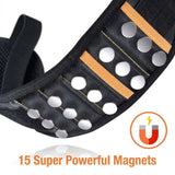 Magnetic Tool Wristband with 15 Strong Magnets and Storage Pocket – Hands-Free Screw, Nut, and Bit Holder for Home Improvement, Carpentry, Auto Repair, and DIY Projects, Adjustable Oxford Fabric Strap (Orange, 1PCS)
