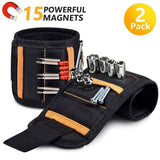 Magnetic Tool Wristband with 15 Strong Magnets and Storage Pocket – Hands-Free Screw, Nut, and Bit Holder for Home Improvement, Carpentry, Auto Repair, and DIY Projects, Adjustable Oxford Fabric Strap (Orange, 2PCS) In Australia - Darrahopens