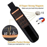 Magnetic Tool Wristband with 15 Strong Magnets and Storage Pocket – Hands-Free Screw, Nut, and Bit Holder for Home Improvement, Carpentry, Auto Repair, and DIY Projects, Adjustable Oxford Fabric Strap (Orange, 2PCS)