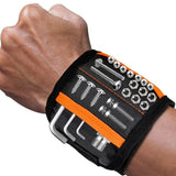 Magnetic Tool Wristband with 15 Strong Magnets and Storage Pocket – Hands-Free Screw, Nut, and Bit Holder for Home Improvement, Carpentry, Auto Repair, and DIY Projects, Adjustable Oxford Fabric Strap (Orange, 2PCS)