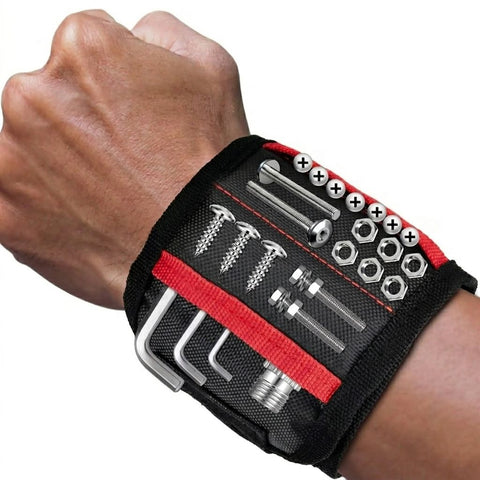 Magnetic Tool Wristband with 15 Strong Magnets and Storage Pocket – Hands-Free Screw, Nut, and Bit Holder for Home Improvement, Carpentry, Auto Repair, and DIY Projects, Adjustable Oxford Fabric Strap (Red, 1PCS) In Australia - Darrahopens