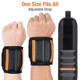 Magnetic Tool Wristband with 15 Strong Magnets and Storage Pocket – Hands-Free Screw, Nut, and Bit Holder for Home Improvement, Carpentry, Auto Repair, and DIY Projects, Adjustable Oxford Fabric Strap (Red, 2PCS)