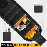 Magnetic Tool Wristband with 15 Strong Magnets and Storage Pocket – Hands-Free Screw, Nut, and Bit Holder for Home Improvement, Carpentry, Auto Repair, and DIY Projects, Adjustable Oxford Fabric Strap (Red, 2PCS)