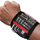 Magnetic Tool Wristband with 15 Strong Magnets and Storage Pocket – Hands-Free Screw, Nut, and Bit Holder for Home Improvement, Carpentry, Auto Repair, and DIY Projects, Adjustable Oxford Fabric Strap (Red, 2PCS)