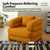 Darrahopens Furniture > Sofas > Sofas & Sofa Beds Foldable Multi-Functional Lounger Sofa with Corduroy Cover and High-Density Foam for Living Room Relaxation, Napping, and Lounging (Orange) In Australia - Darrahopens