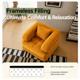 Darrahopens Furniture > Sofas > Sofas & Sofa Beds Foldable Multi-Functional Lounger Sofa with Corduroy Cover and High-Density Foam for Living Room Relaxation, Napping, and Lounging (Orange) In Australia - Darrahopens