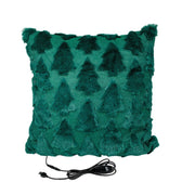 Christmas Tree Plush USB Heated Throw Pillow – Festive Decorative Cushion with Adjustable Temperature and Timer for Cozy Warmth at Home or Office (DarkGreen) In Australia - Darrahopens